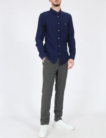 Camasa Bershka, bleumarin Albastru