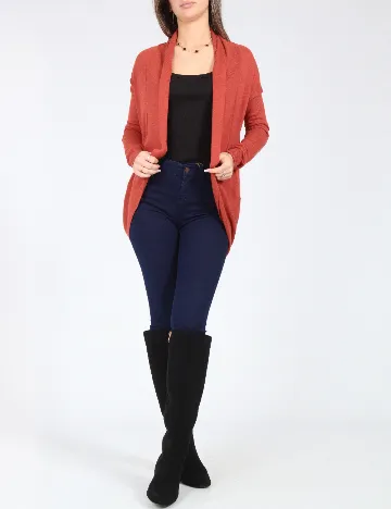 Cardigan Bershka, caramiziu Rosu