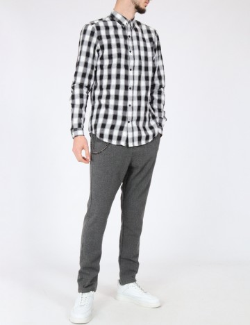 Camasa Pull&Bear, alb/negru