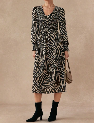 Rochie medie SHEIN, negru/crem Negru