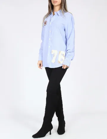 Camasa Bershka, albastru Albastru