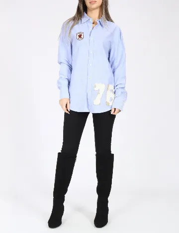 Camasa Bershka, albastru Albastru