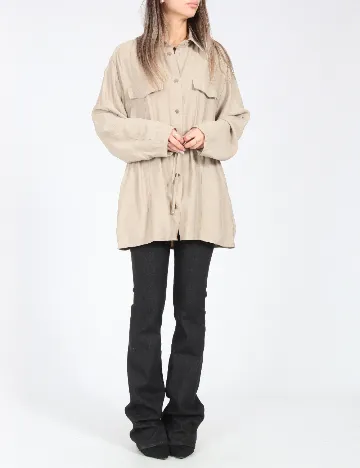 Camasa Oversize Zara, bej Crem