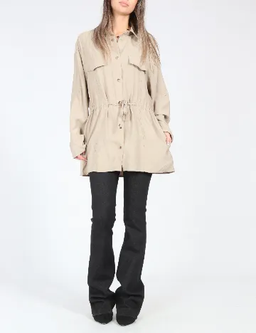 Camasa Oversize Zara, bej Crem