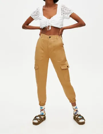 Pantaloni Pull&Bear, maro deschis Maro