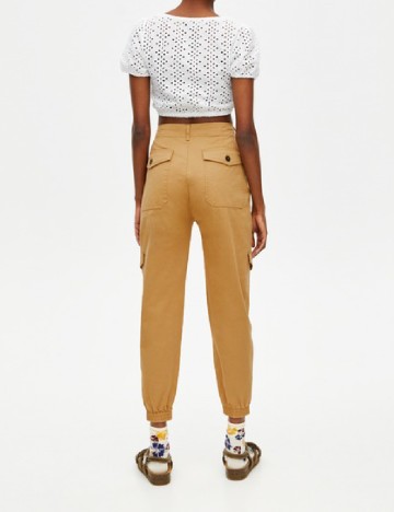 Pantaloni Pull&Bear, maro deschis
