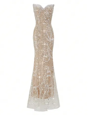 Rochie lunga SHEIN, crem