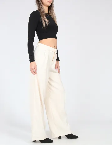 Pantaloni SHEIN, ecru Alb