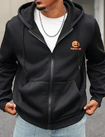 Hanorac SHEIN Plus Size Men, negru