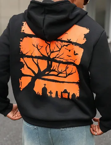 Hanorac SHEIN Plus Size Men, negru