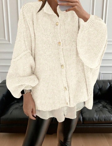 Cardigan Oversize SHEIN, alb