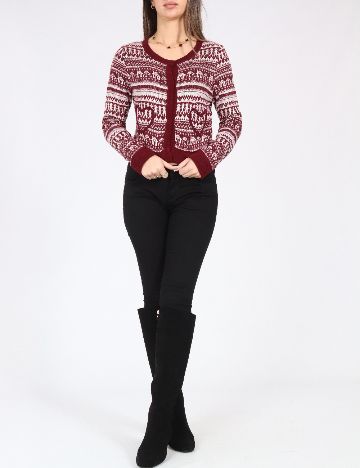 Cardigan Zara, rosu/alb