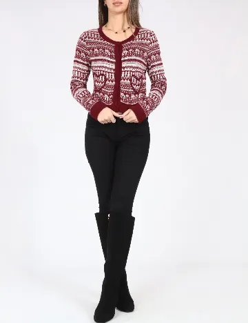 Cardigan Zara, rosu/alb