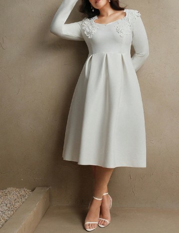 Rochie medie Anewsta Curve, alb