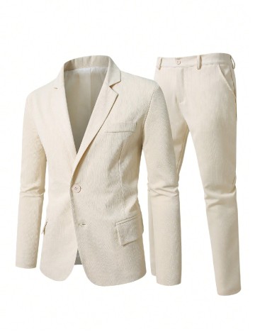 Costum SHEIN Plus Size Men, crem