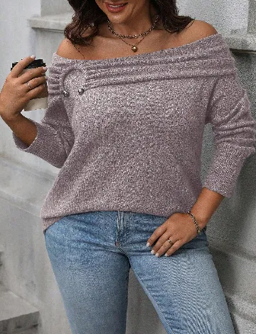 Pulover SHEIN CURVE, roz pudra