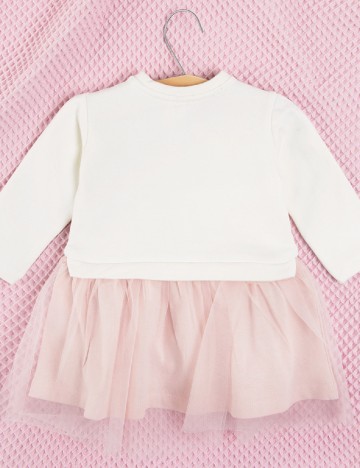 Rochie Cool Club, alb/roz