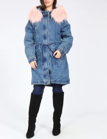 Geaca Bershka, albastru Albastru