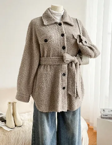 Jacheta SHEIN CURVE, maro deschis