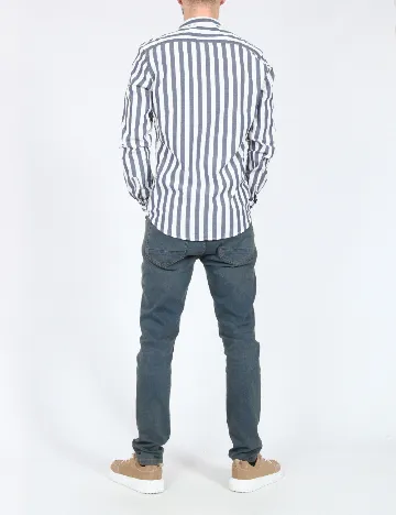 Camasa Pull&Bear, alb/albastru