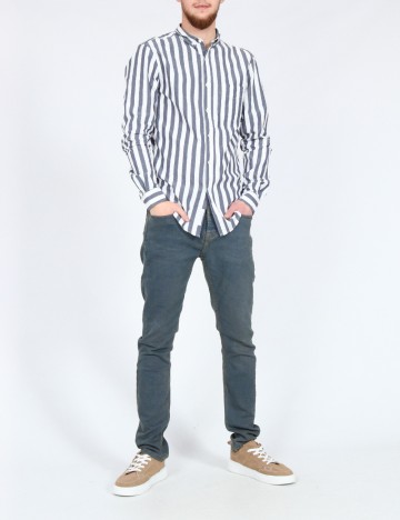 Camasa Pull&Bear, alb/albastru