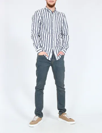 Camasa Pull&Bear, alb/albastru