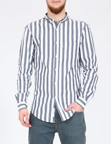 Camasa Pull&Bear, alb/albastru