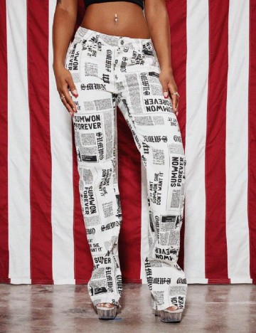 Pantaloni SUMWON, alb