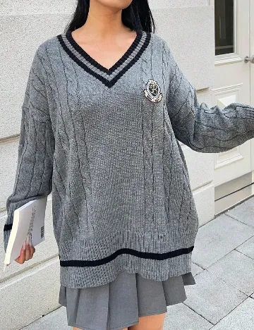 Pulover SHEIN CURVE, gri Gri