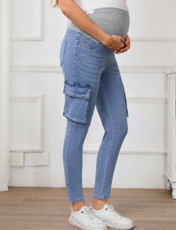 Blugi SHEIN Maternity, albastru