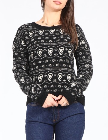 Pulover Zara, negru/alb