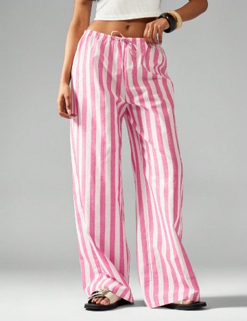 Pantaloni Missguided, roz/alb