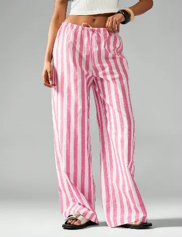 Pantaloni Missguided, roz/alb
