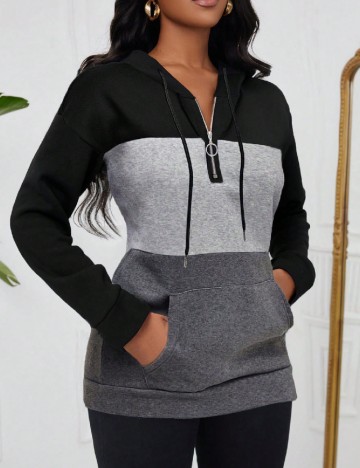 Hanorac SHEIN, negru/gri