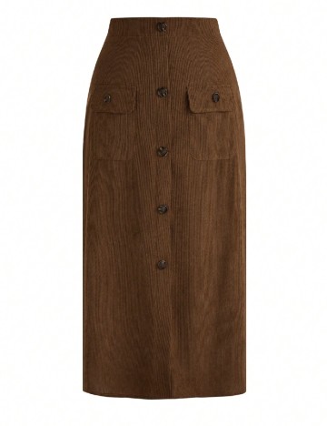 Fusta SHEIN CURVE, maro