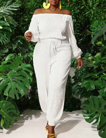 Salopeta SHEIN CURVE, alb