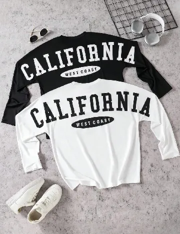 Set bluze 2 bucati Shein Kids, alb/negru