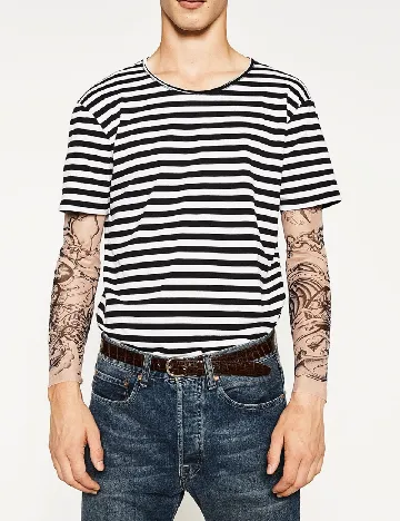 Tricou Zara, alb/negru Alb