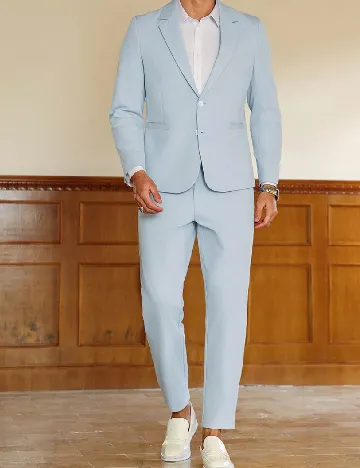 Costum SHEIN Plus Size Men, albastru deschis