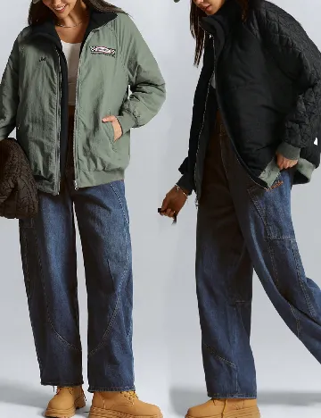 Geaca reversibila SHEIN, verde/negru Verde