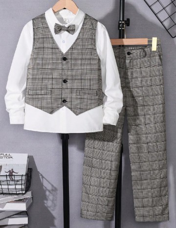 Compleu Shein Kids, alb/gri