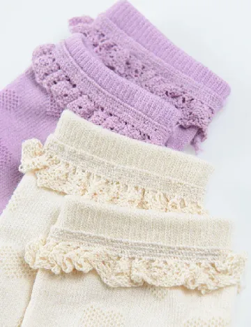 Set sosete 2 perechi Cool Club, mov/crem Crem