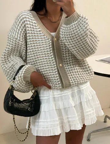 Cardigan SHEIN, bej/alb Crem