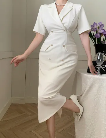 Rochie medie Dazy, ecru