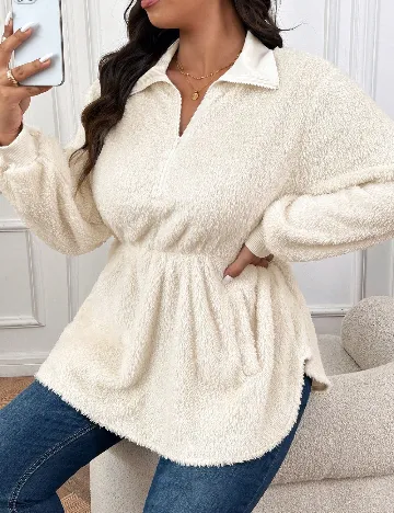 Bluza SHEIN CURVE, ecru Alb