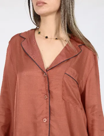 Bluza de pijama Oysho, caramiziu Maro