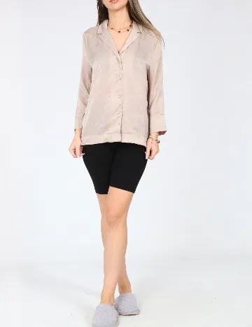 Bluza de pijama Oysho, bej Crem