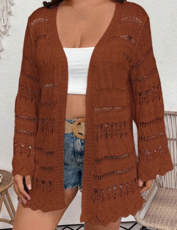 Cardigan SHEIN CURVE, maro