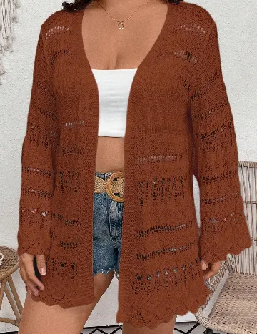 Cardigan SHEIN CURVE, maro