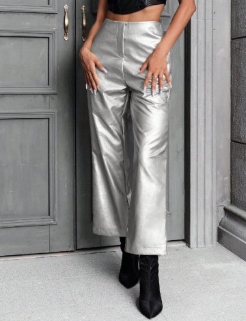 Pantaloni SHEIN, argintiu
